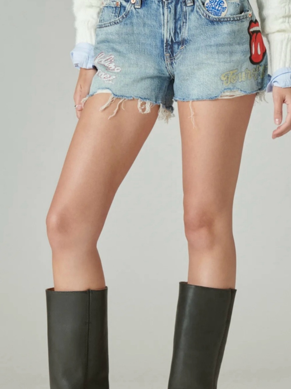 Lucky Brand Rolling Stones Light Blue Denim Jean Shorts